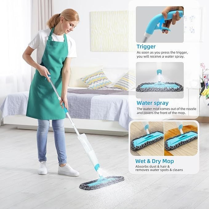 360° Rotatable Health Spray Mop with Refillable Bottle | Microfiber Floor Cleaning Mop