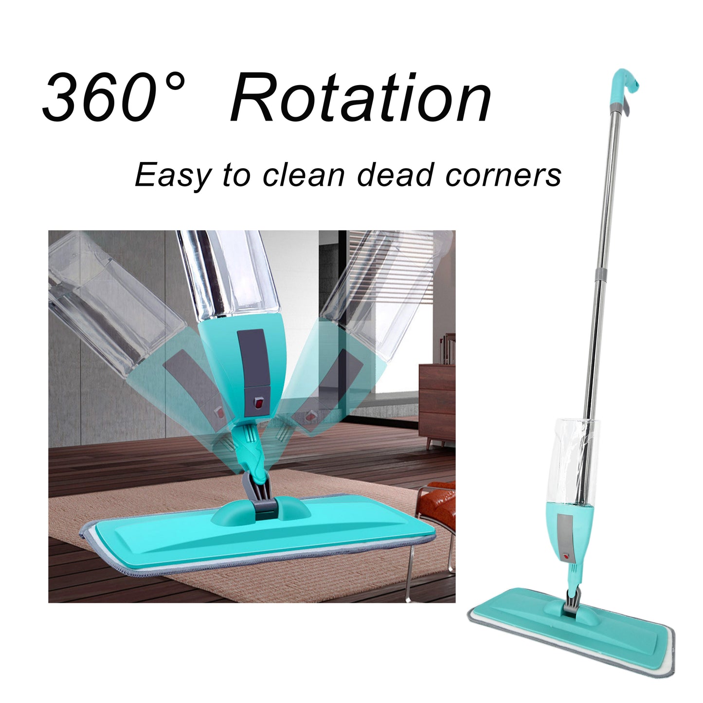 360° Rotatable Health Spray Mop with Refillable Bottle | Microfiber Floor Cleaning Mop