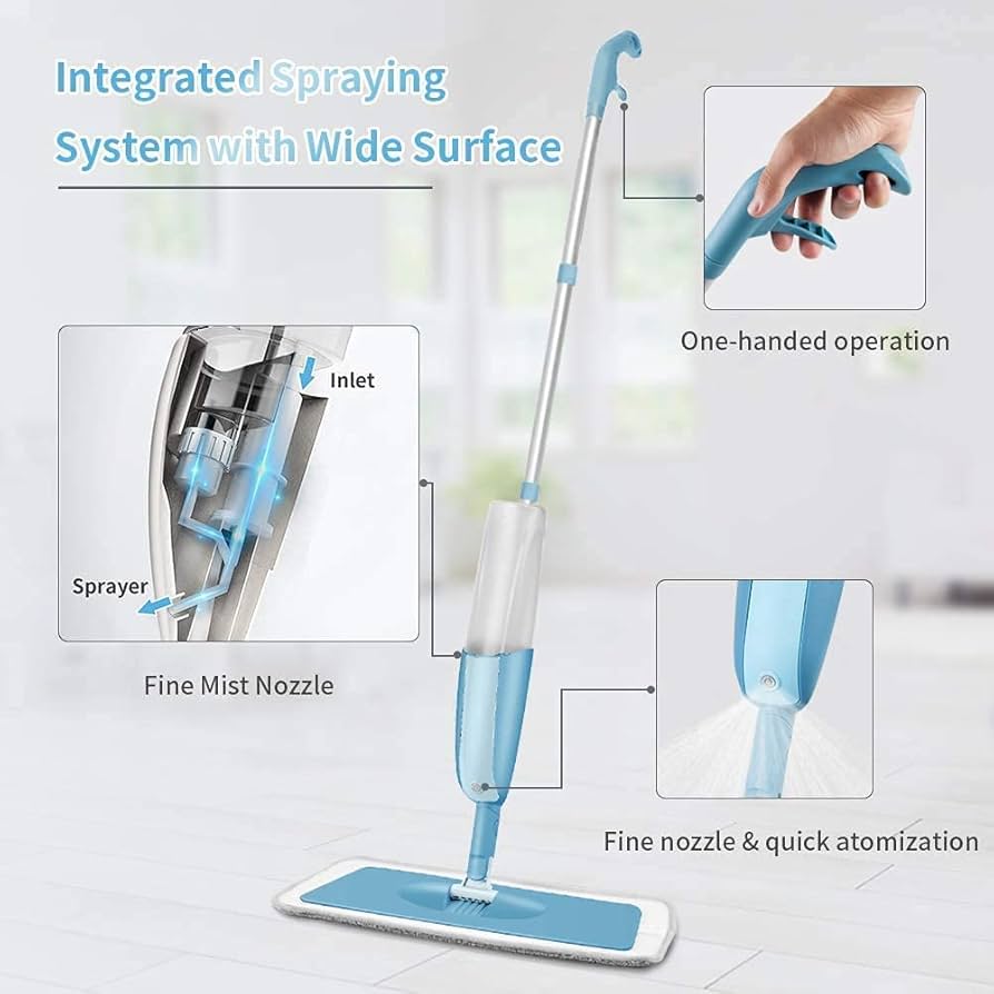 360° Rotatable Health Spray Mop with Refillable Bottle | Microfiber Floor Cleaning Mop
